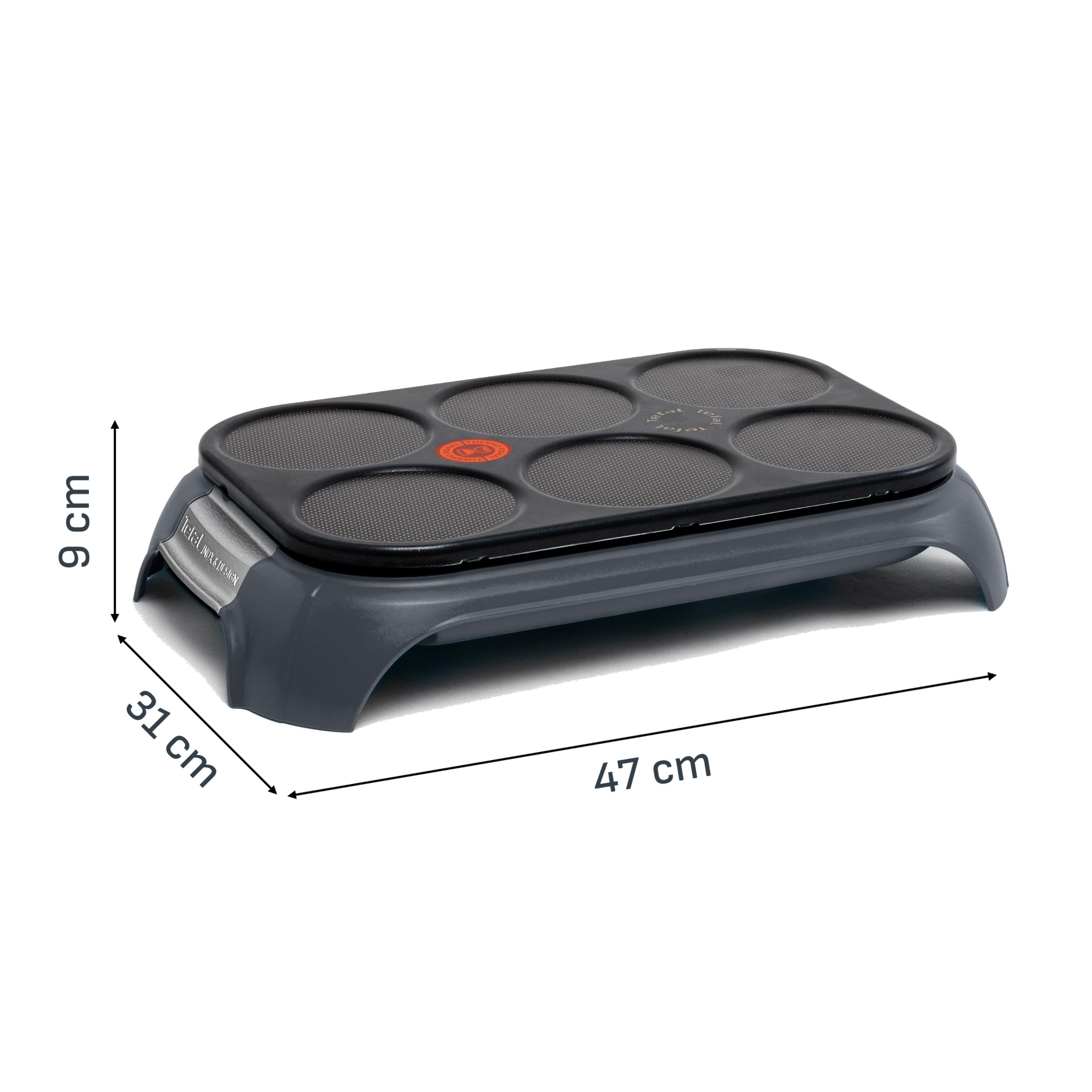 Tefal Crep'Party Crêpes- und Pancake-Maker, für 6 Personen, antihaftbeschichtete Platten, platzsparende Aufbewahrung, Thermo-Signal Temperaturindikator, Collector Design, Grau, PY558BF0