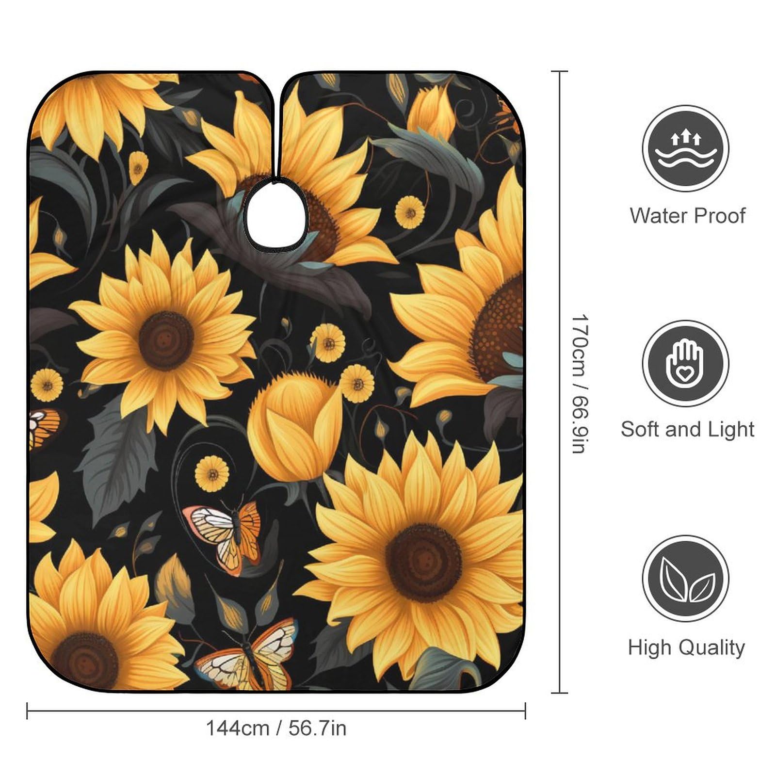 Butterfly Sunflower Hair Cutting Cape for Men Women Waterproof Barber Cape Adjustable Salon Haircut Capes
