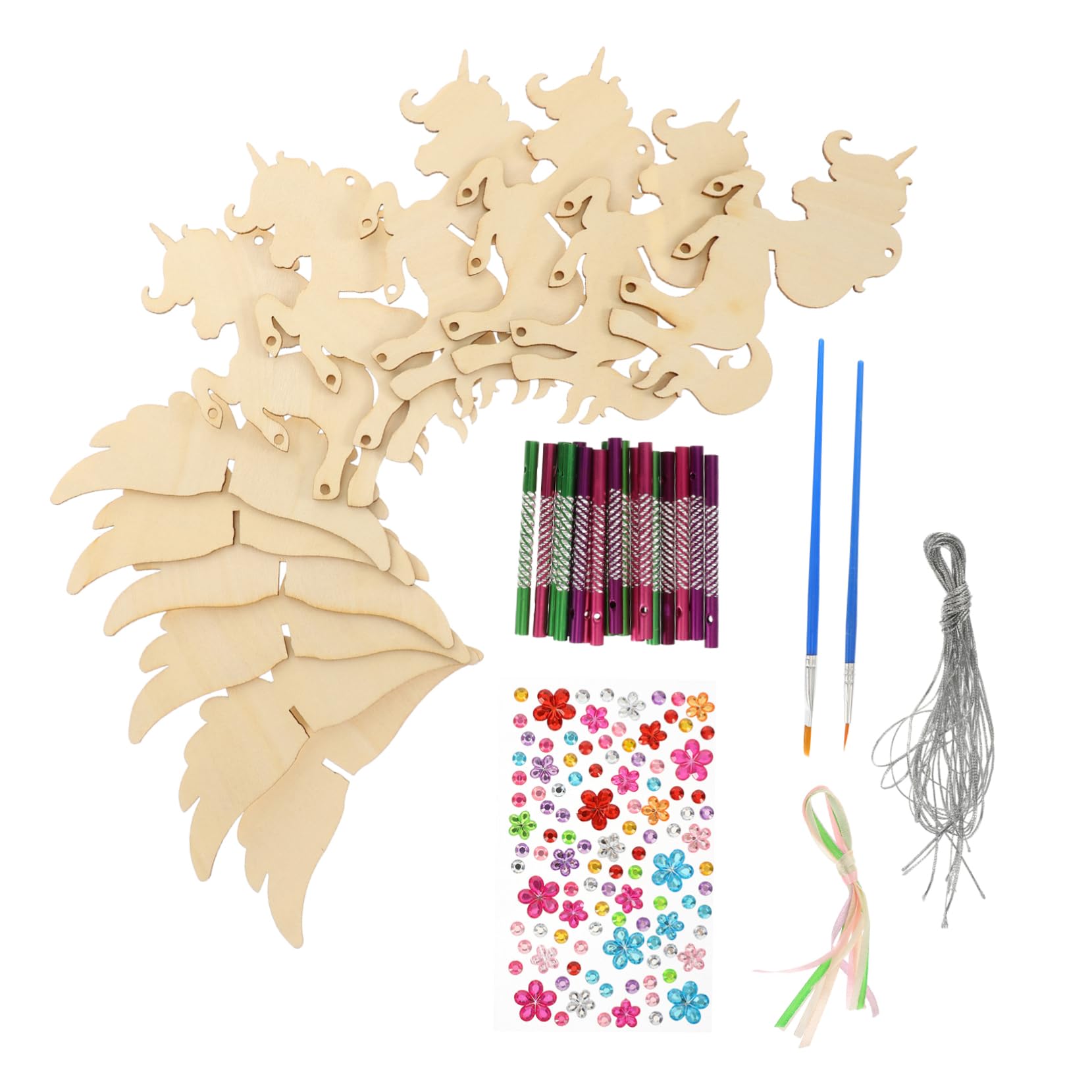 3 Set Fai da Te Campanelli Eolici in Legno Non Verniciato con Animali Decorazione Sospesa per Casa e Unicorni e per Lavoretti Creativi e Atmosfera Rilassante