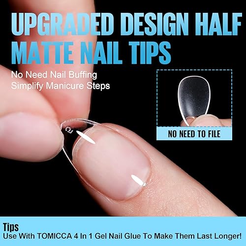 Miniatura 5 de TOMICCA Puntas de uñas cortas cuadradas extra cortas, 192 unidades, uñas postizas, 12 tamaños, uñas acrílicas transparentes para principiantes y