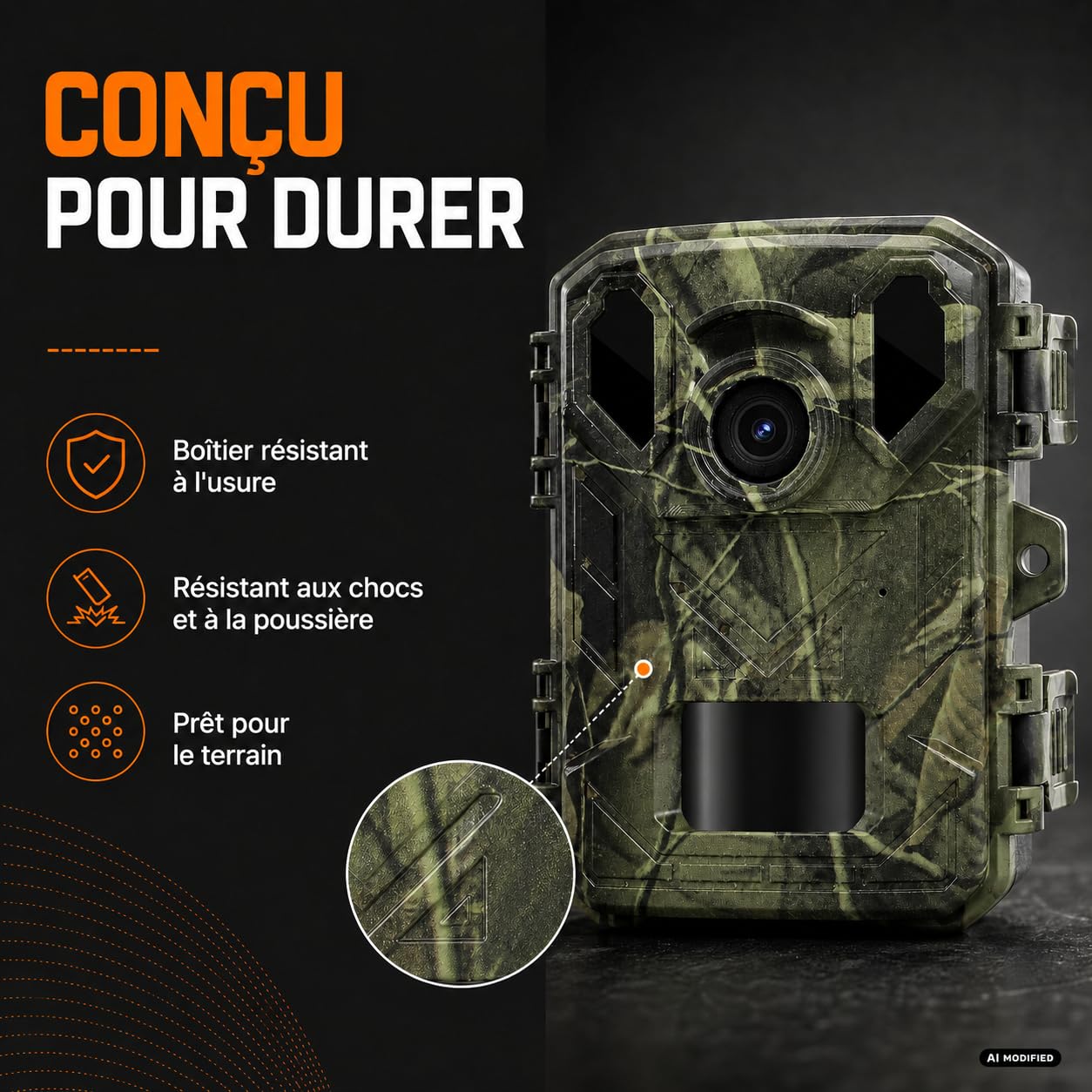 Denver Caméra de Chasse 4K 50MP, Piège Photo Animaux Vision Nocturne | 4K interpolée, 50MP interpolés, PIR 20m, Vision nocturne IR, 120°, LCD 2", IP66, MicroSD, 4xAA