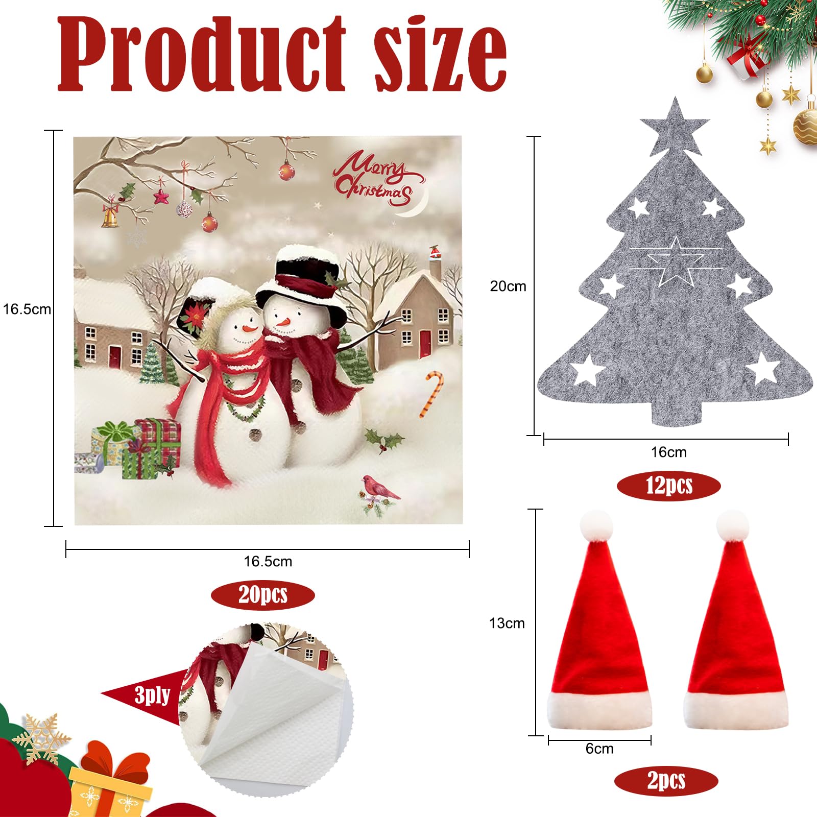 Besteckhalter Weihnachten Filz, 12 Stück, Tannenba Produktbild-Vorschau 4