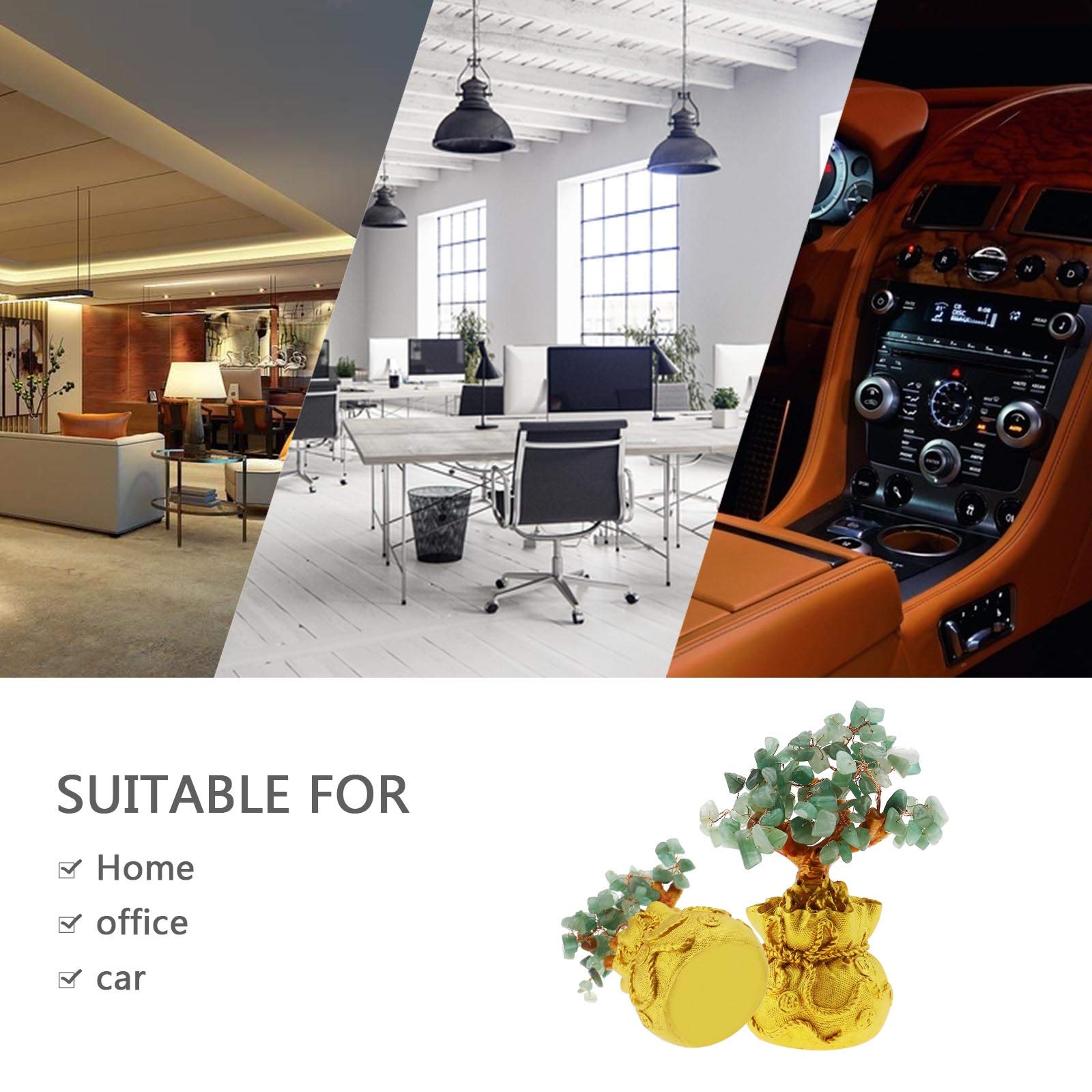 OTOTEC Feng Shui Soldi Fortuna Pietra Albero Cristallo Decorazione Artistica Ufficio Soggiorno Buona Fortuna Miglior Regalo Verde