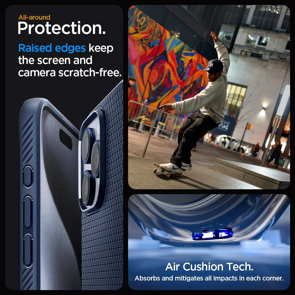 Spigen Liquid Air Designed for iPhone 15 Pro Case (2023) [Military-Grade Protection] - Navy Blue - Image 5