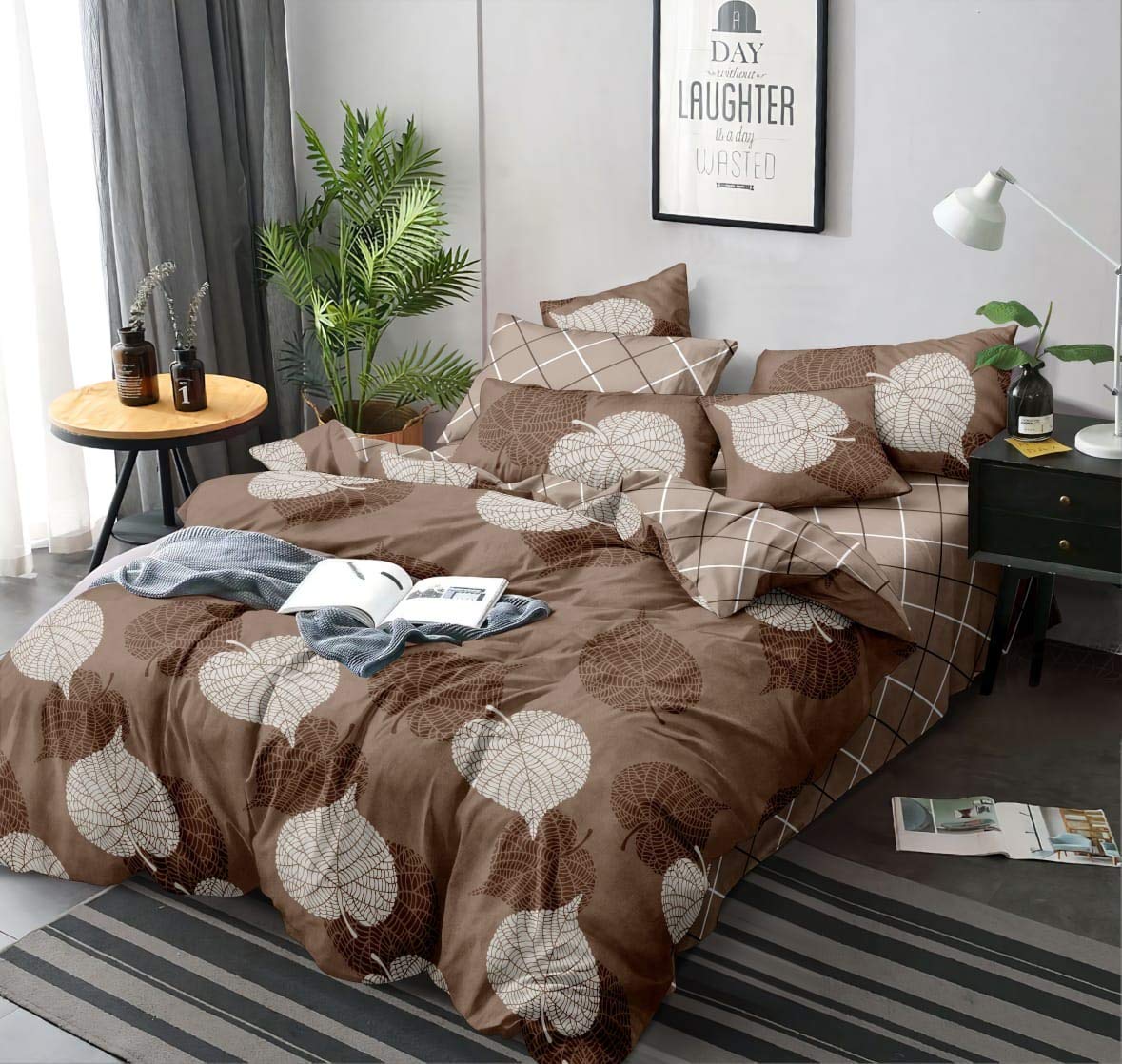 Polycotton Queen Size Quilt Cover (Grey Abstract, 90x100-inch)-image-13