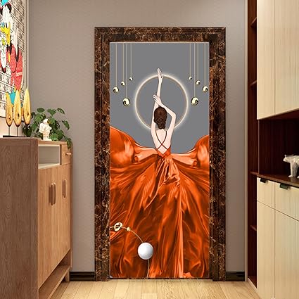 Amazon Co Jp Dnhfui 室内ドア用ドアステッカー モダン 女性 デカール取り外し可能なビニール防水自己接着壁紙家の装飾のための壁の芸術の装飾 77x0 Cm Diy 工具 ガーデン