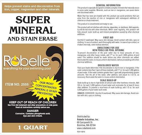 Miniatura 8 de Robelle 2550-12 Mineral Out Removedor de manchas para piscinas, 1 cuarto de galón, paquete de 12