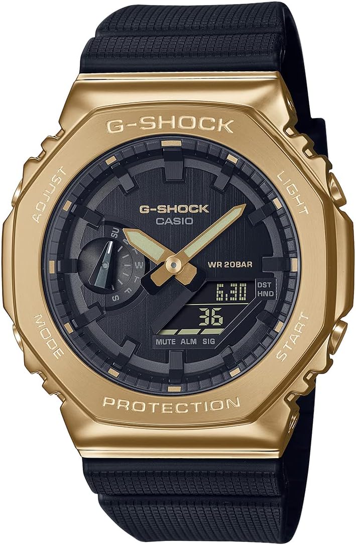 G-Shock GM-2100G-1A9DR Gold IP Black Analog-Digital Dial Black Resin Strap Men's Watch Shock and 200M Water Resistant G1278