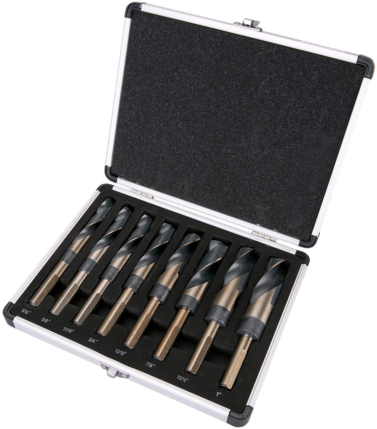 XtremepowerUS8PC HSS Silver and Deming Drill Bits Set with Metal Case