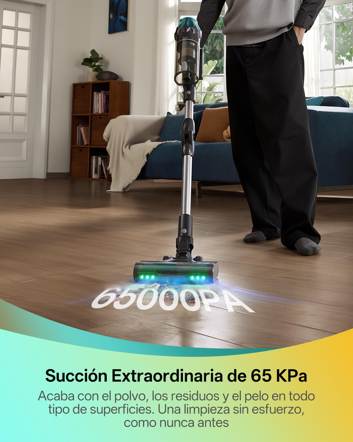 Vexilar V15Max Aspiradora sin Cable 65KPa/60 Min/1,5L, Aspiradora Inalámbrica con Fregona, Antienredos, Fácil Limpieza,Tendencias de Moda, Aspirador Escoba Vertical para Suelos/Alfombras/Pelos/Coche