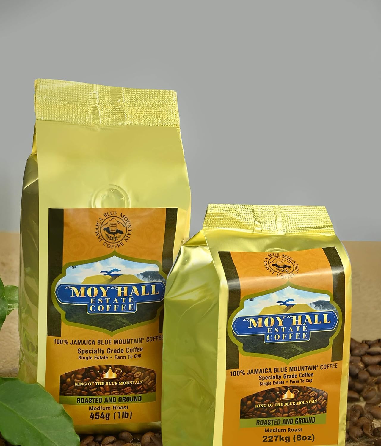 Moy Hall Estate - Authentic Jamaican Blue Mountain Coffee, Family-Owned, Small-Batch Roasted, 100% Arabica Ground Coffee, (16oz)