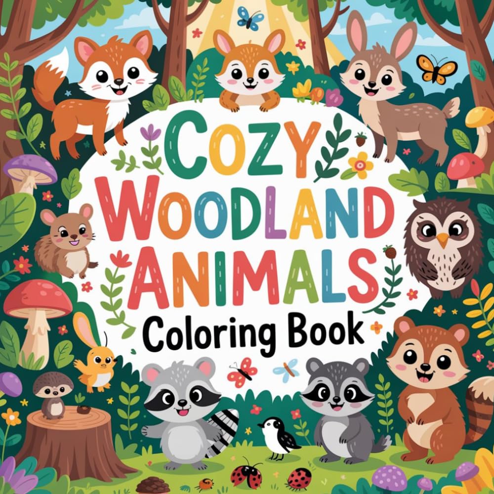 Cozy Woodland Animals Coloring Book: cozy woodland animals relaxation women coloring book, cozy woodland animals stress relief kids book, cozy ... cozy woodland animals relaxation adults book