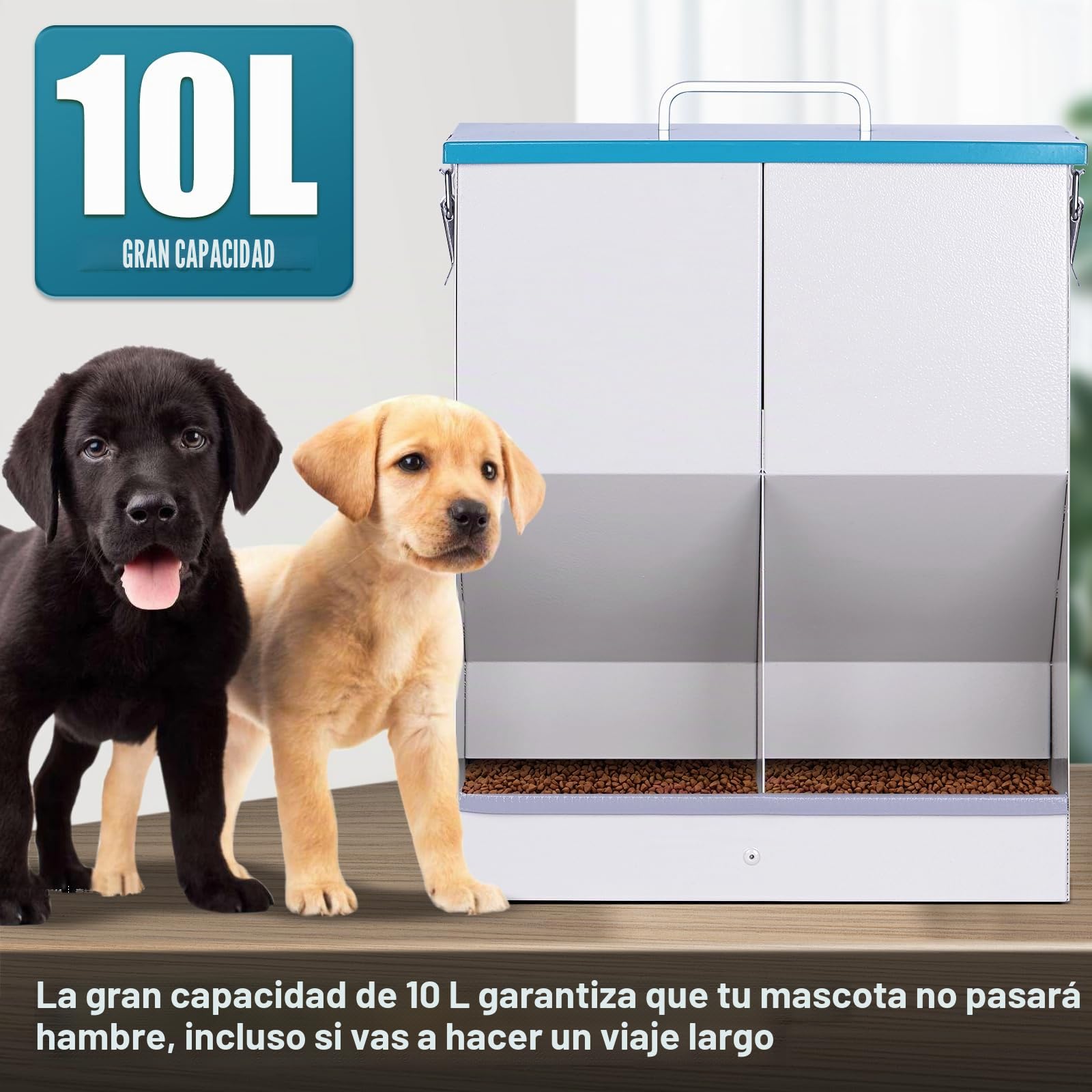 Comedero Gato Automatico 10L Dispensador Comida Gatos y Perros Dispensador de Alimentos para Gatos con Doble Tolva