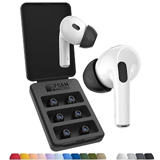 Foam Masters Ultra-Premium Memory Foam Ear Tips for AirPods Pro 3rd Gen (2025) | 3 Pairs | New Ver. | Secure Fit | Super Comfort | Better Noise Cancel | Replacement Buds (Assorted S/M/L, Black) - Amazon product rated Grade A