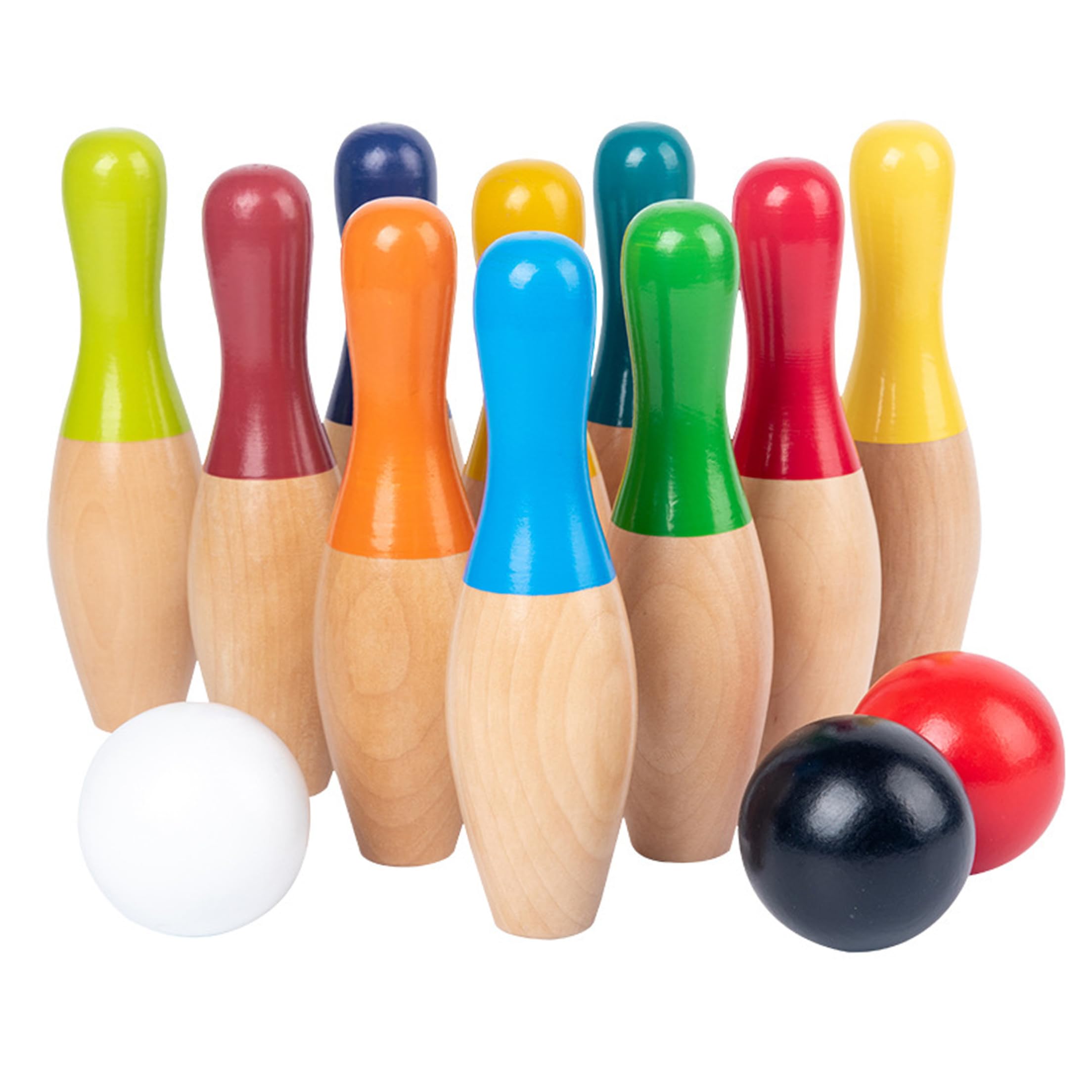 Juego de Bolos para niños, Juego de Bolos para niños, Interactivo de Madera para de 2 a 5 años, arcoíris, 3, 7 Libras
