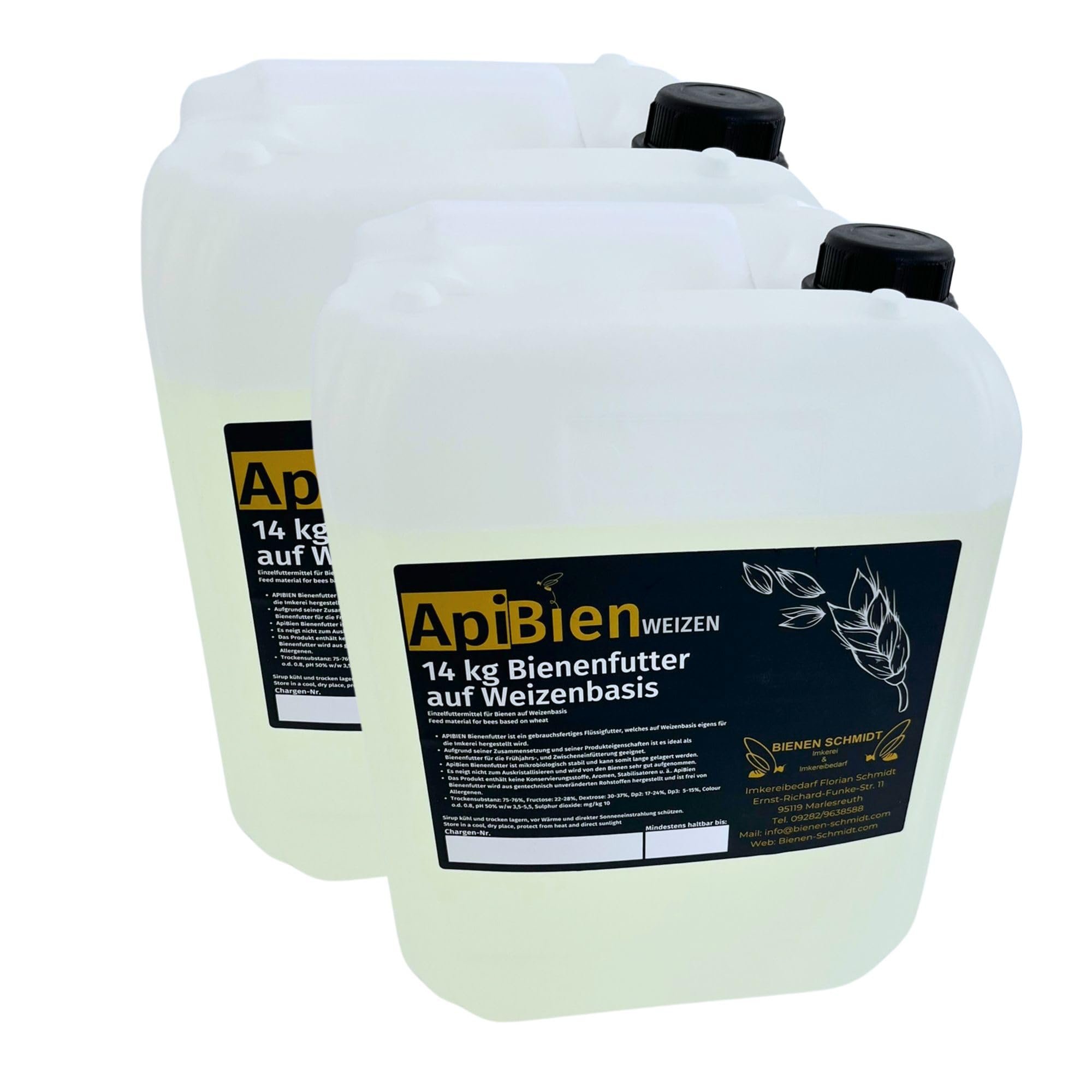 2x APIBIEN Bienenfutter Sirup 14 kg flüssig im Kanister Weizenbasis Futter für Bienen