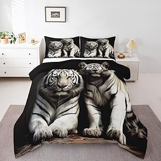 Erosebridal White Tiger Comforter Set Queen Size