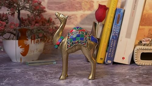 Miniatura 8 de Two Moustaches Piedras preciosas Trabajo 6 pulgadas Latón Camello Showpiece Standard, Paquete de 1