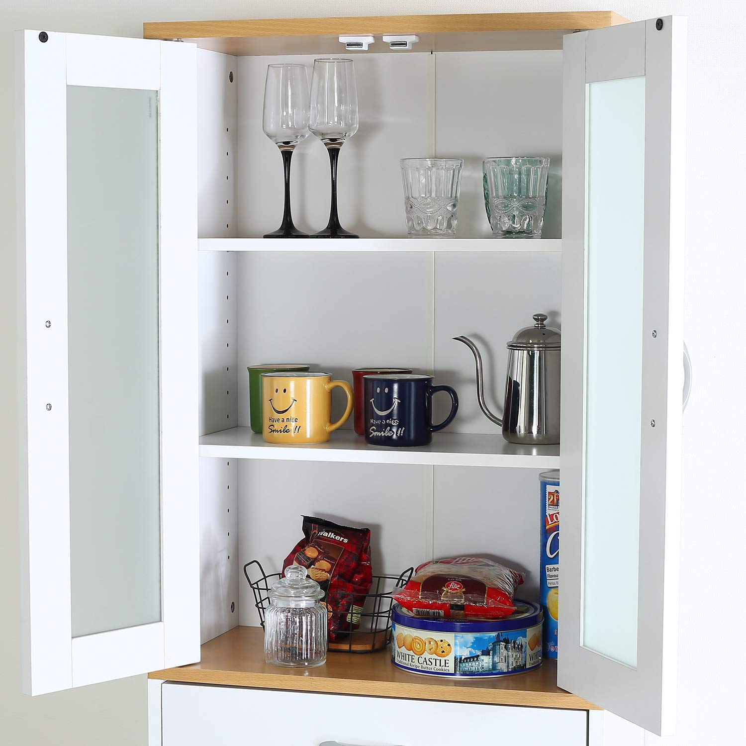 Amazon｜不二貿易 キッチン収納 食器棚 スリム 幅60cm ホワイト