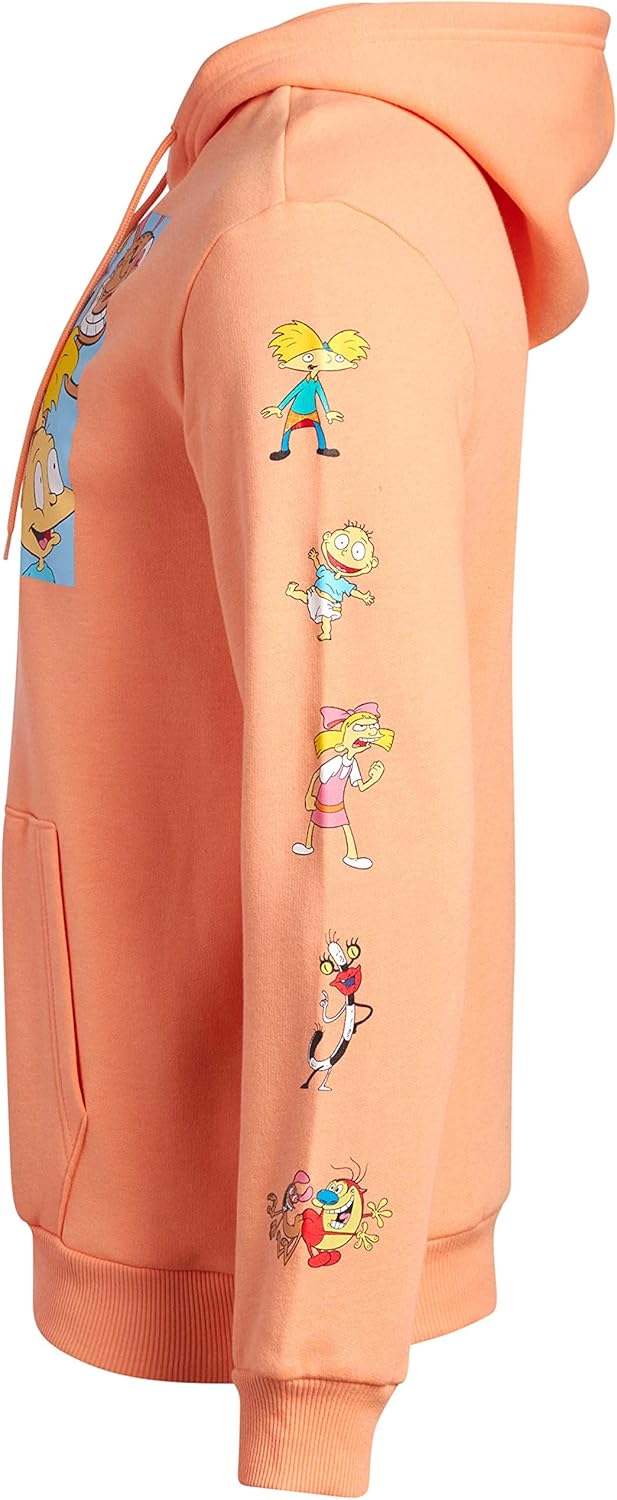 Nickelodeon Men's Fleece Hoodie Sweatshirt - Retro 90s Nick Splat Cartoon Group Shot : Clothing, Shoes & Jewelry