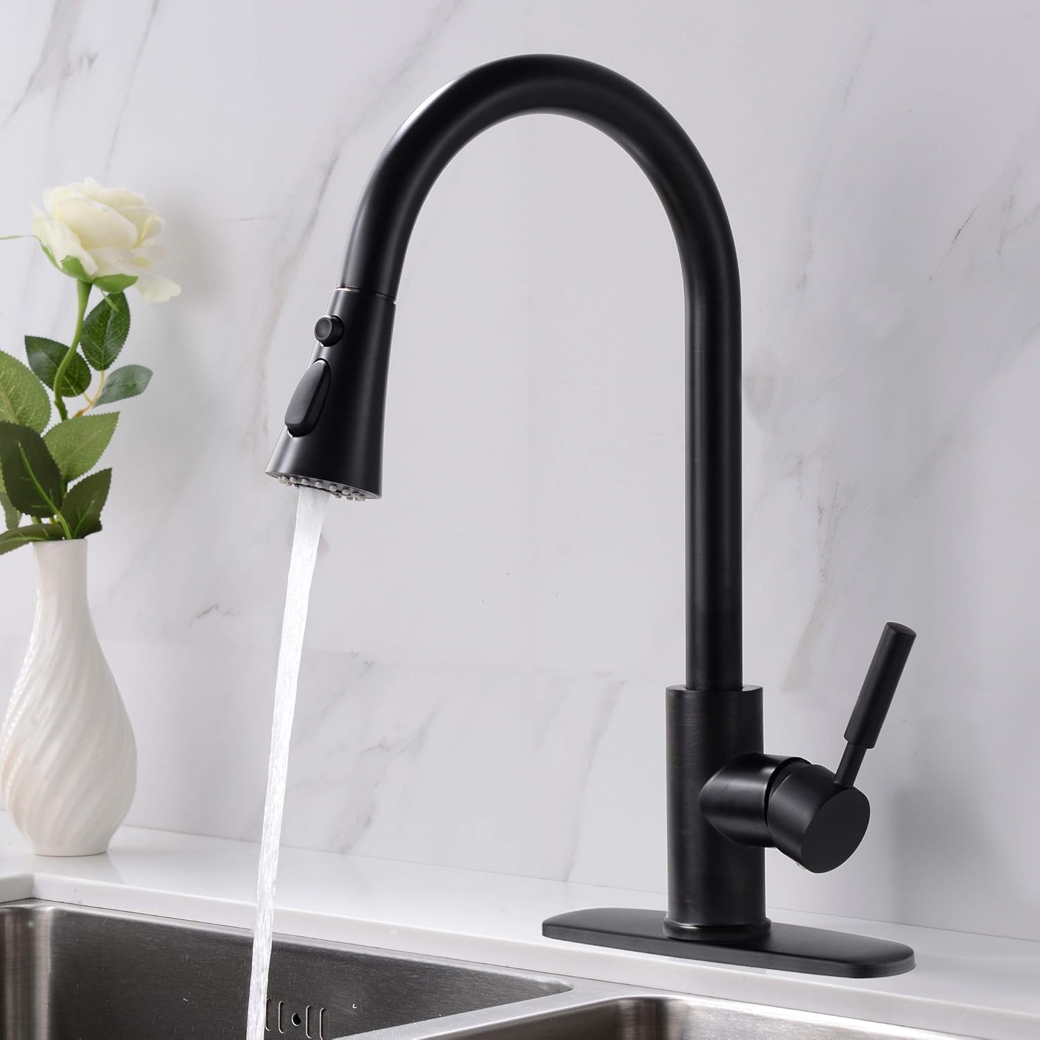 Flаѕh Dеаlѕ - 50% оƒƒ Pull Down Kitchen Faucet with Sprayer Mattle Black, Kitchen Faucet, Kitchen Sink Faucet, Sink Faucet, Bar Kitchen Faucet, Three Ways of Effluent are Kitchen Faucet with Deck Plate Lіmіtеd Stосk Pull Down Kitchen Faucet with Sprayer Mattle Black, Kitchen Faucet, Kitchen Sink Faucet, Sink Faucet, Bar Kitchen Faucet, Three Ways of Effluent are Kitchen Faucet with Deck Plate
