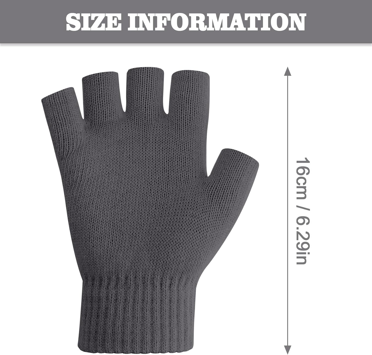 NZKNP Fingerless Gloves for Women & Men - Warm Knitted Mittens for Typing & Half Finger Gloves - Image 2