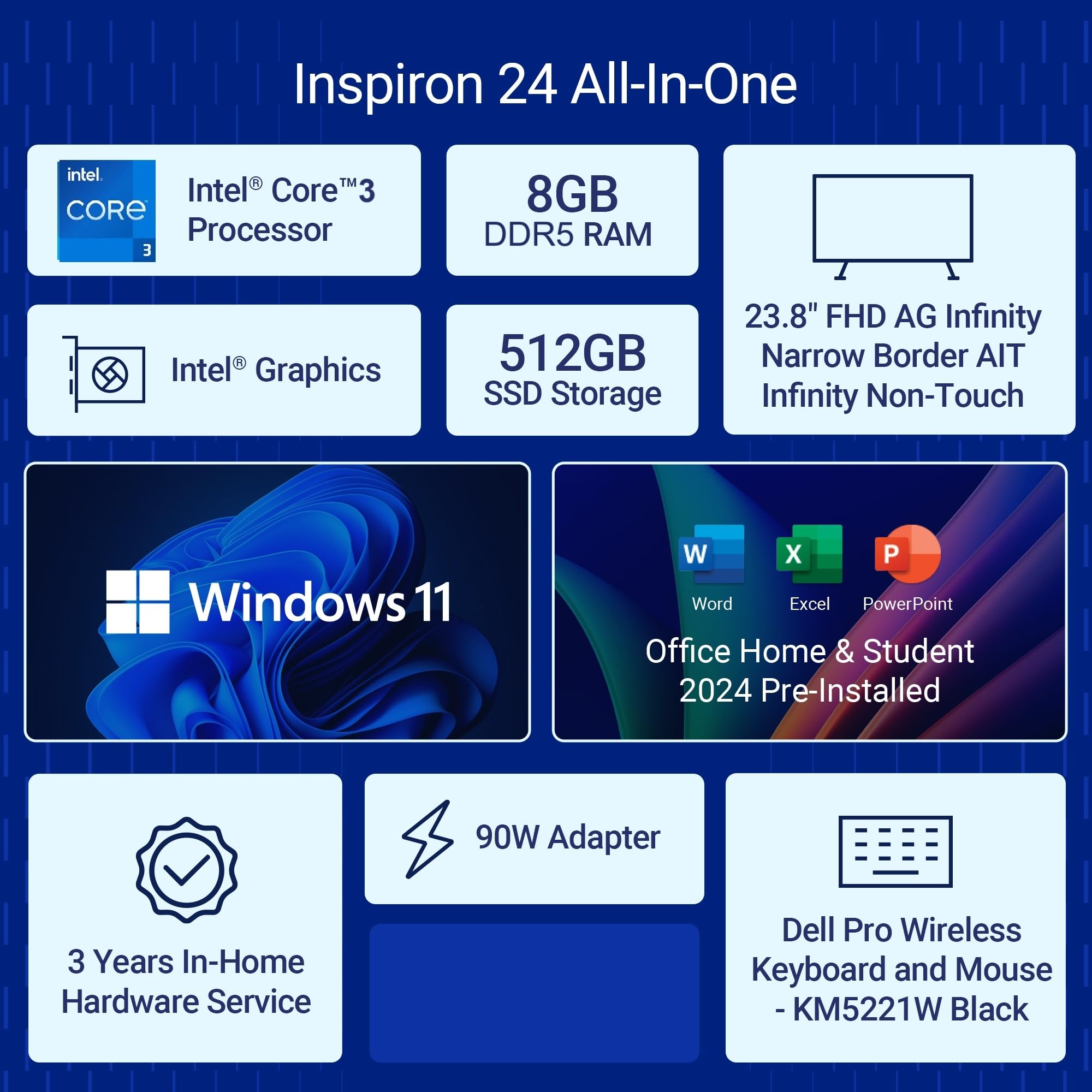 ☆DELL i3-6100 8GB 新品SSD＋HDD Wi-Fi Win10 Dell 24 All-in-One|14th i3-100U, 8GB RAM DDR5 512GB SSD,Intel