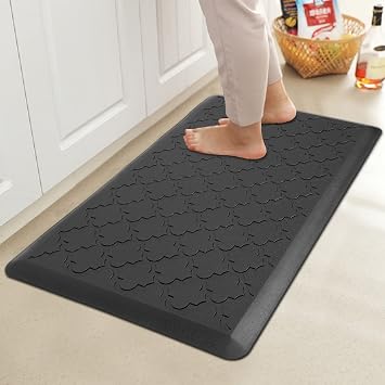 HEBE Anti Fatigue Comfort Mats for Kitchen Standing Desk Thick Cushioned Floor Mat Waterproof Rug Runner Heavy Duty Pad,17.3x28, Black