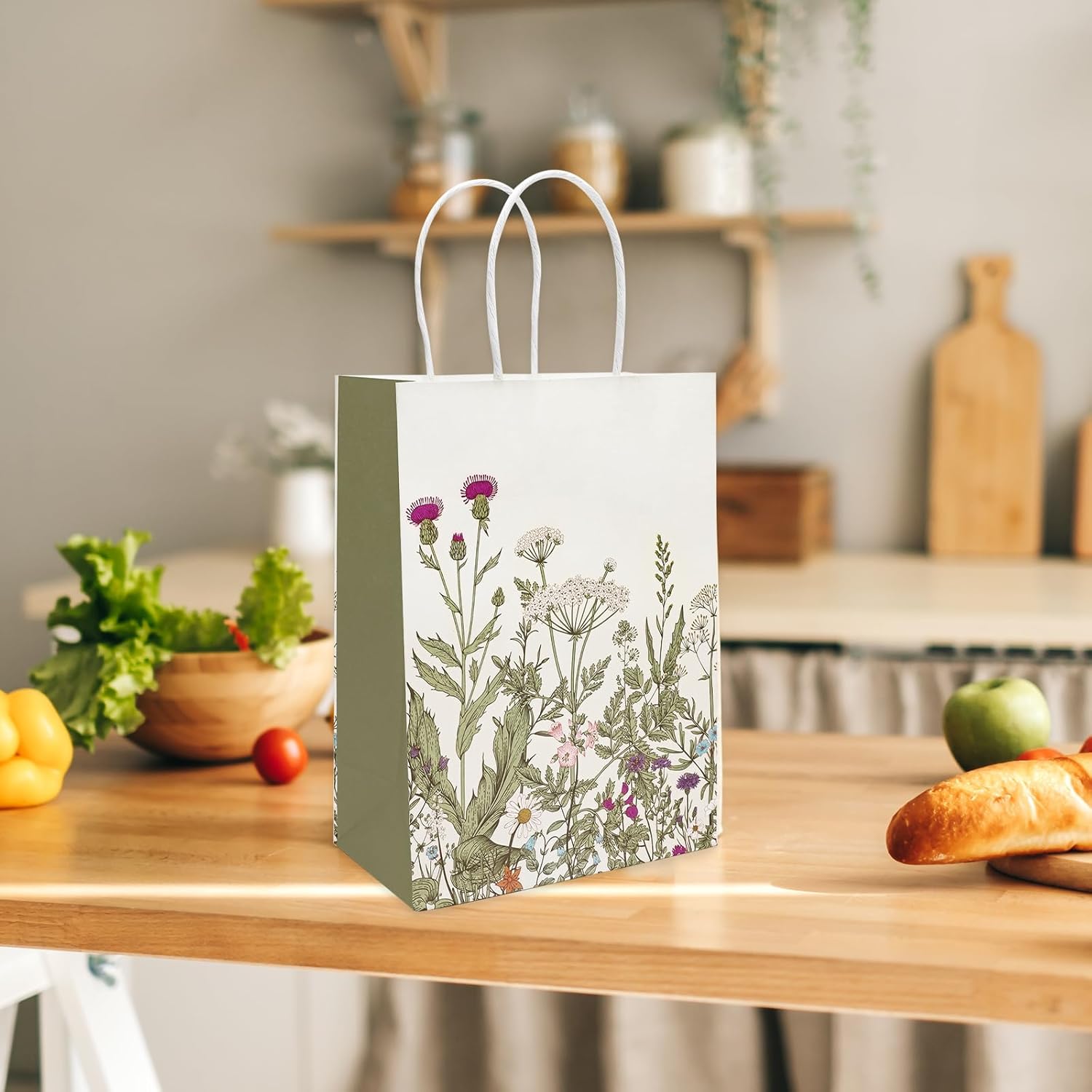 24Pcs Vintage Wildflower Paper Gift Bags Retro Floral Party Favor Bags with Handles Flower Decorative Goodie Candy Treat Bags for Wedding Birthday Baby Shower Party Supplies - Image 6