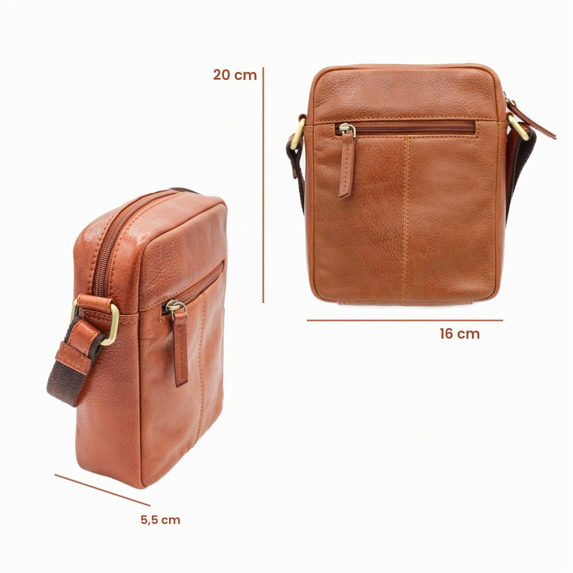 Zerimar Bandolera de Piel Auténtica – Diseño Elegante y Profesional para Uso Diario y Ocasional - Ultimas Unidades- Bandolera 20x16x5'5cm