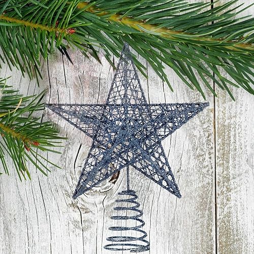 Miniatura 7 de BinaryABC Estrella para árbol de Navidad, adornos brillantes para decoración del árbol de Navidad, 7.9 in (plateado)