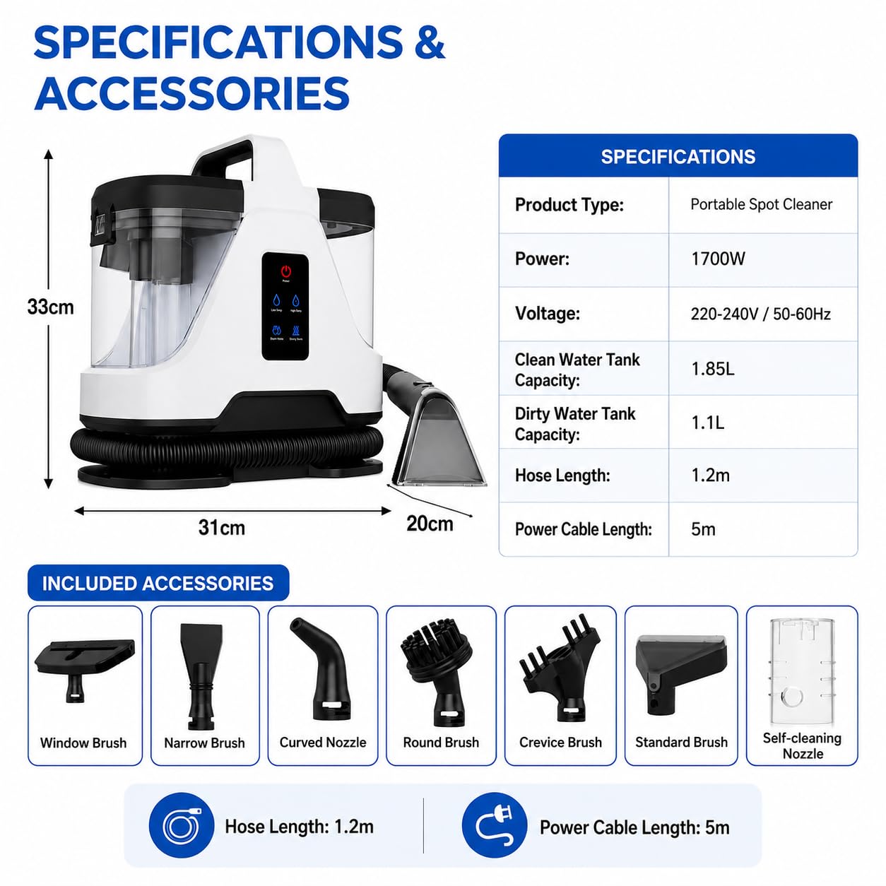 Macchina Pulitrice per Tappeti Portatile Pulitrice Tessuti Estrazione