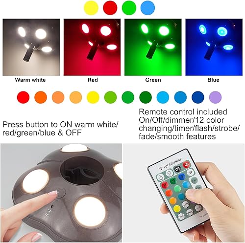 Miniatura 8 de Luz de sombrilla de patio al aire libre con control remoto RFluces colgantes de 12 colores cambiantesluz de poste de batería para sombrilla de mesa,