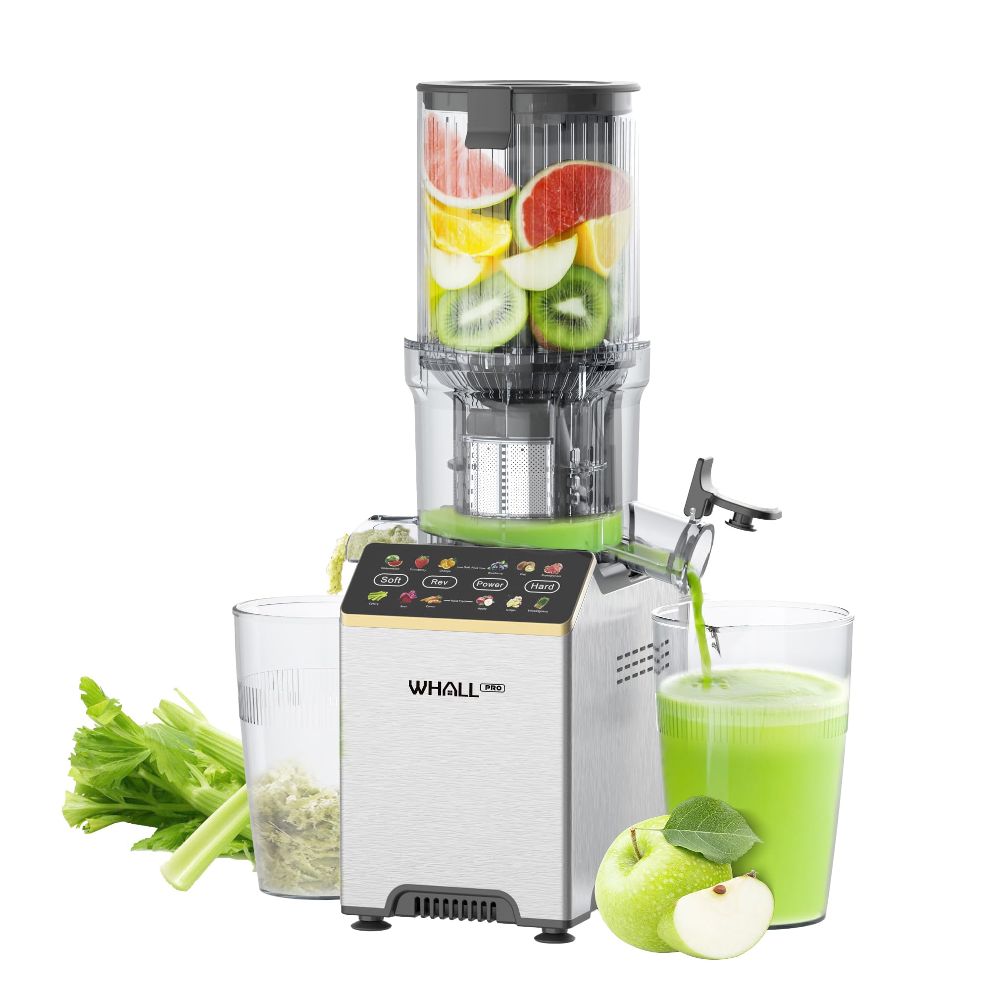 Cold Press Juicer,Slow Masticating Juicer with Touch Screen,Chrome