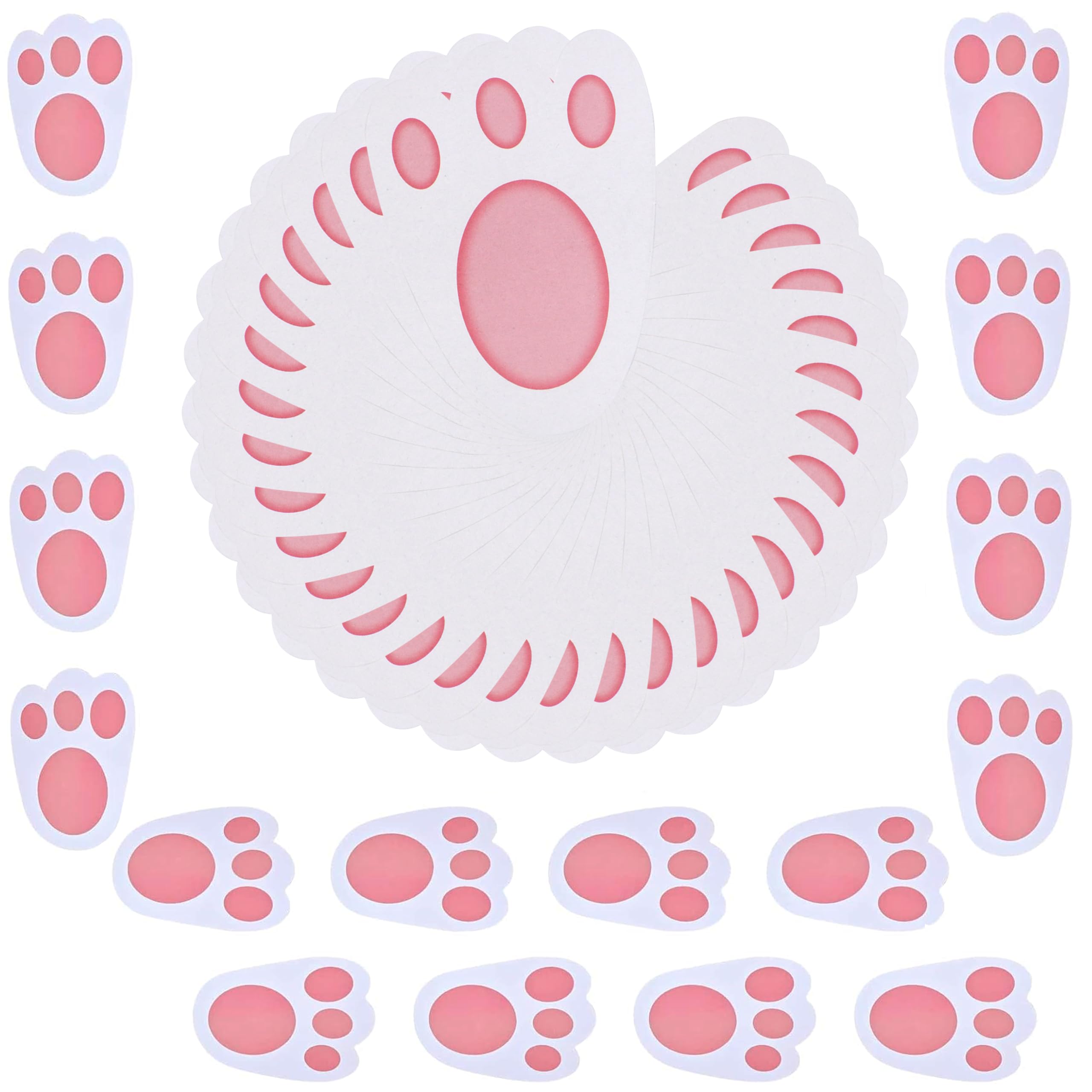 Hovuk 30Pcs- Bunny Feets 30Pcs Easter Bunny Footprints 11Cm/4.3" - Easter Bunny Feet, Egg Hunt Paw Prints, Rabbit Feet For Kids Easter Party Games, Easter Crafts Egg Hunt Game