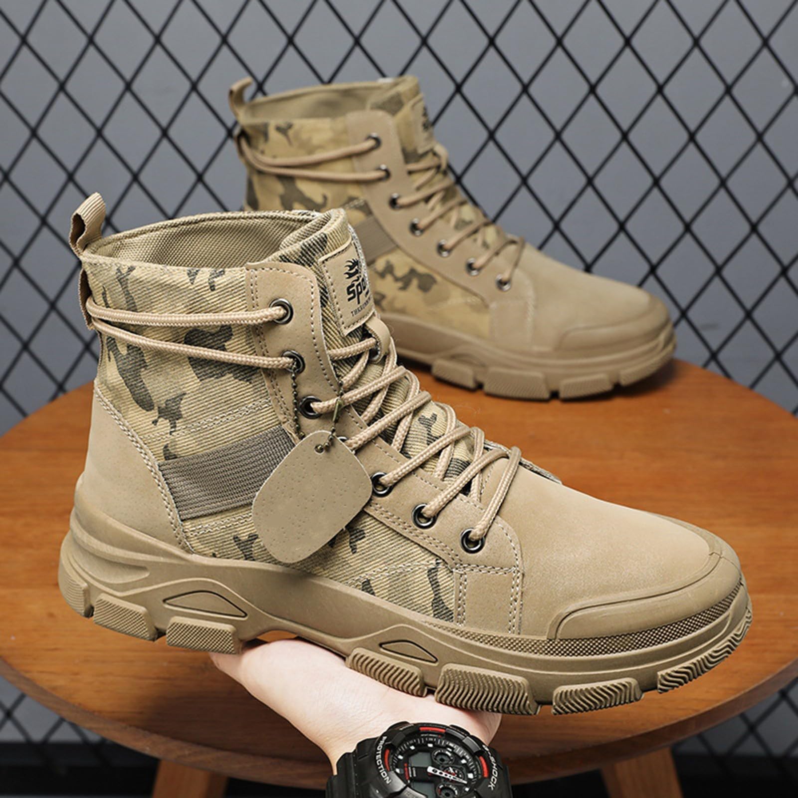 Baskets montantes pour homme - Bottes de randonnée pour homme - Imperméables - Bottes militaires tactiques - Bottes de travail - Bottes tactiques - Bottes d'extérieur - Bottes de trekking d'été