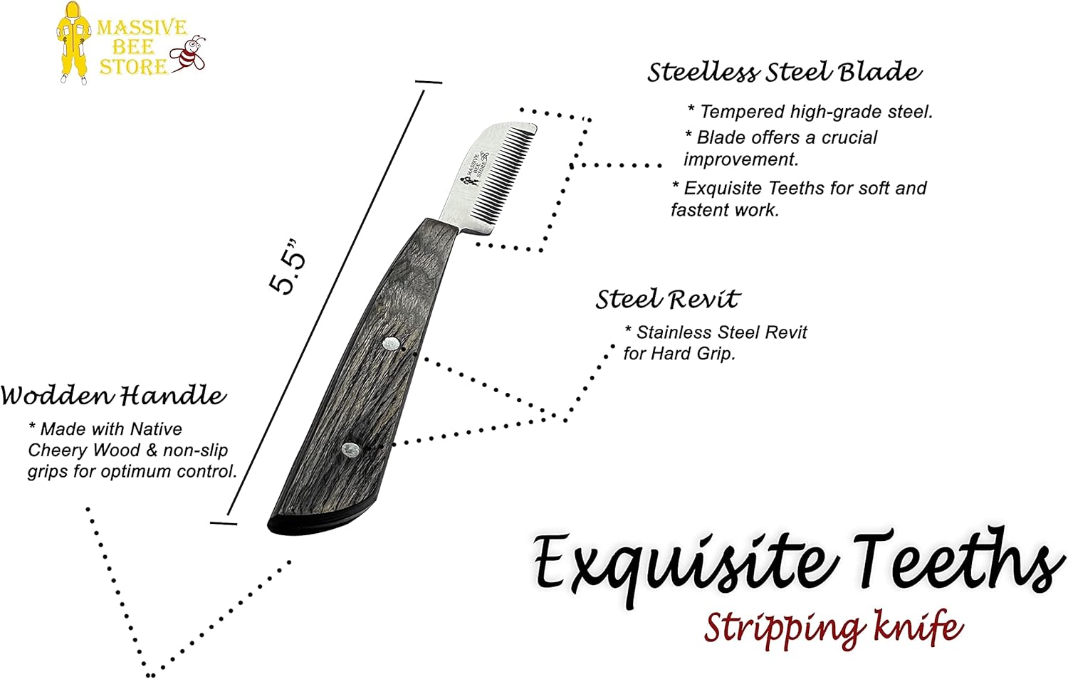 Dog Grooming Coat Stripping Knife Stripper Trimmer Tool Wooded Handle tripping Knives Set of 6 in Stainless Steel non slip tool for grooming dogs (Black)