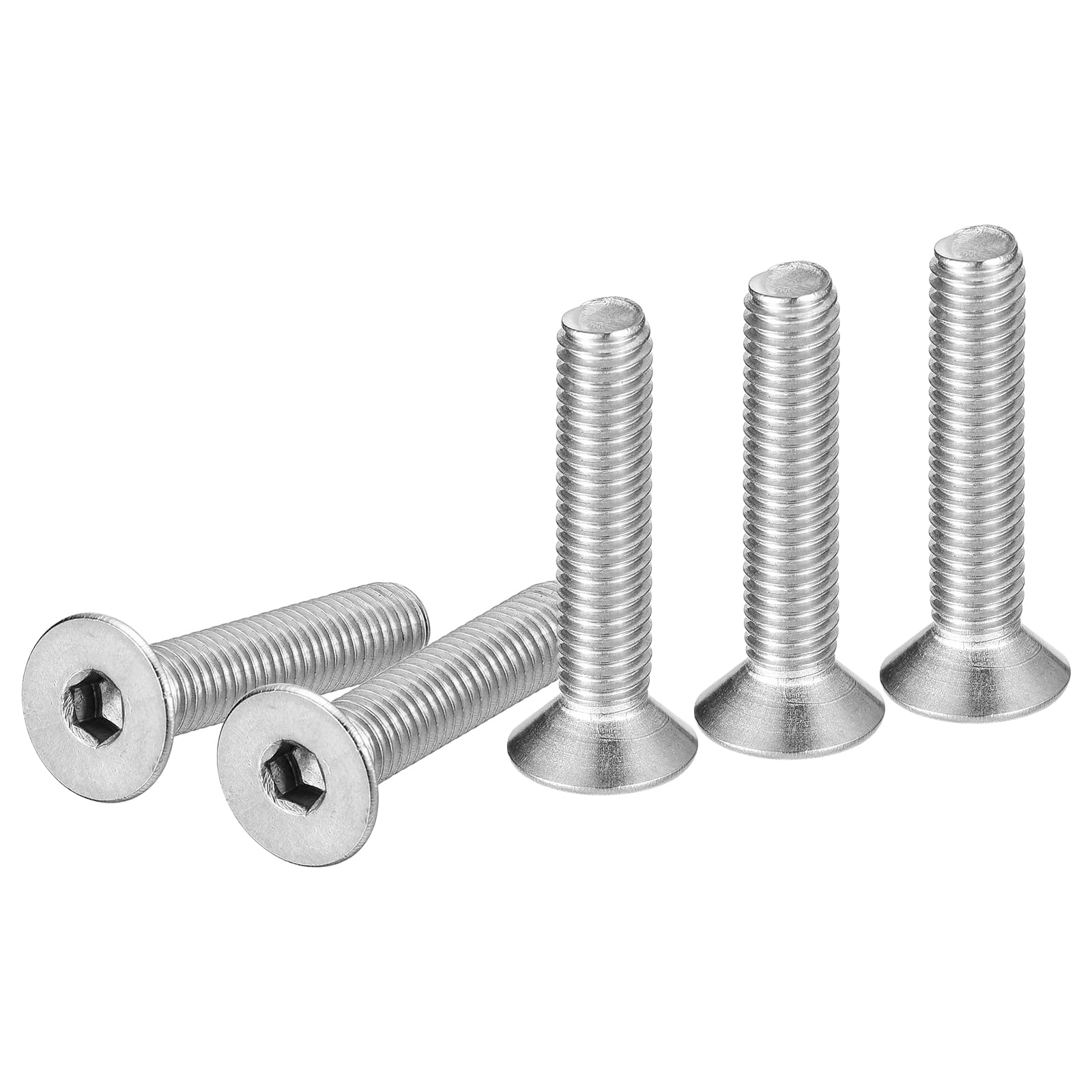 DTGN M5-0.8 x 25mm Flat Head Socket Cap Screws, 25 Pack 304 Stainless Steel Hex Socket Flat Head Screws, Full Thread, Countersunk Bolts