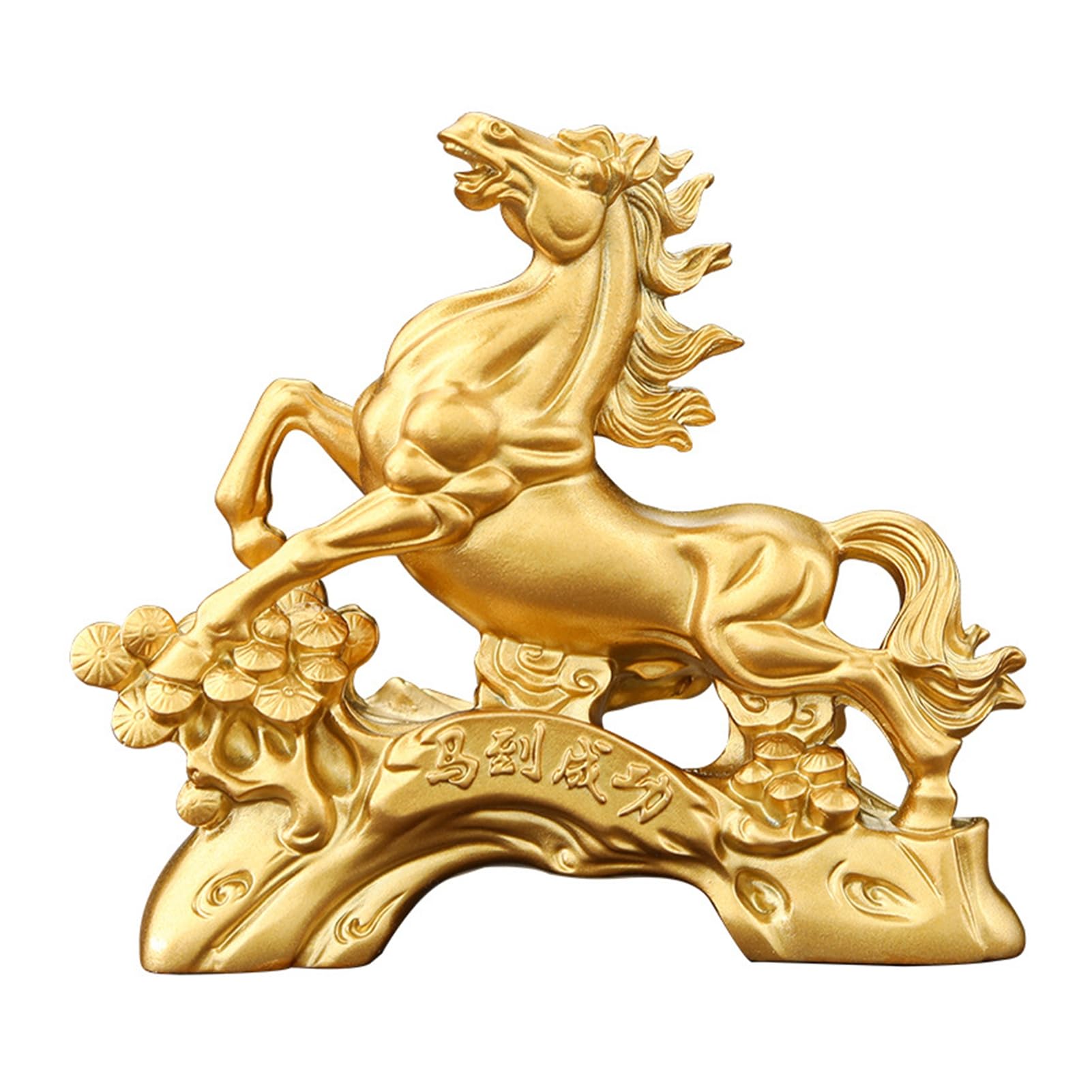Glifora Resin Horse Statue - Golden Feng Shui Chinese Zodiac Horse Sculpture, 2026 Year of The Horse Collectible Figurine for Tabletop, Mantel and Home Office Decor