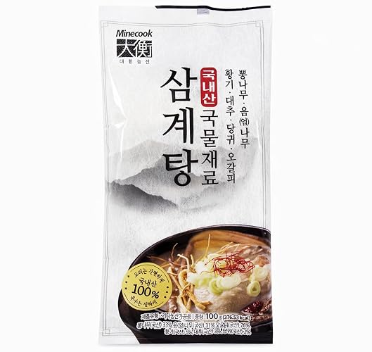 Minecook Korean Samgyetang Soup Stock Tea Bags, 6 Carefully Selected Ingredients, for Chicken Soup or Stew 100g (3.53 oz) 1 Pack