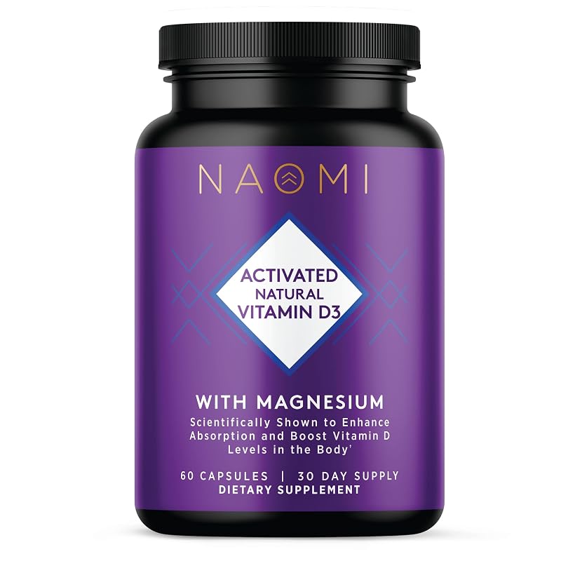 NAOMI Vitamina D3 (colecalciferol) + magnésio (malato e bisglicinato) 5.000 UI + 250 mg, 60 cápsulas