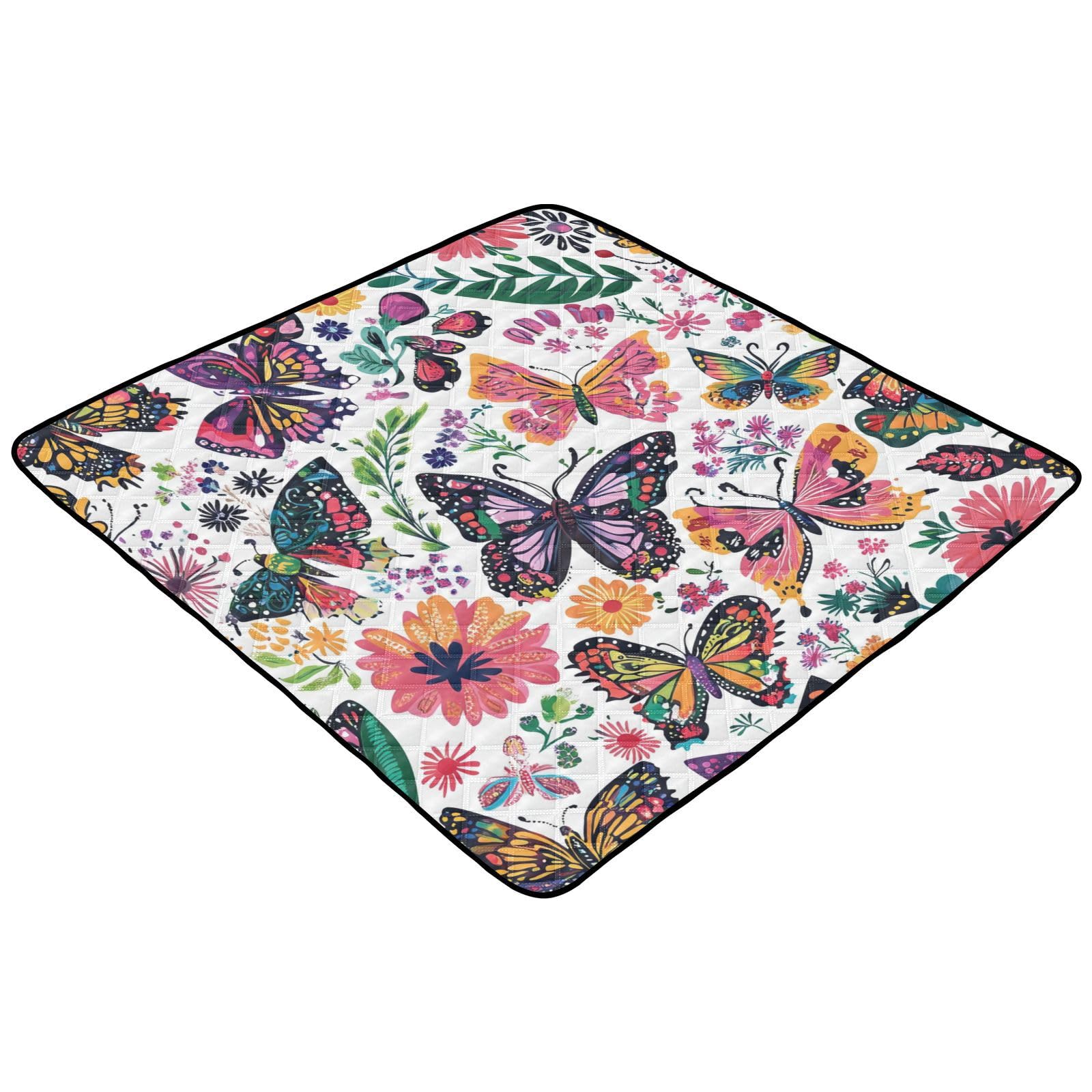 Kigai Colorful Butterfly Baby Play Mat for Floor and Playpen 50x50 inch Non-Slip Baby Activity Playmat Waterproof Foldable Crawling Mat for Infants Toddlers