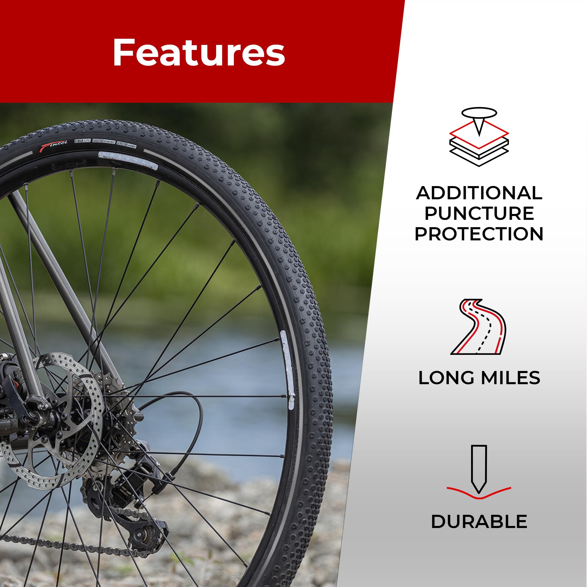 Fincci Bicicleta Cubiertas 700c x 38c - Par Gravel Plegable Neumaticos 40-622 con 1mm Antipinchazos - Nero Gomas 28 x 1.5 pulgados para Adulto, Eléctrica, Carretera, MTB, Urbain Bici - 60 TPI