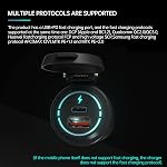 BlueFire USB C Car Charger, QC 3.0 USB Fast Charger, Dual USB Charger Socket, IP66 Waterproof Car Charger Adapter with LED Lights for Car Boat Marine RV Motorbike