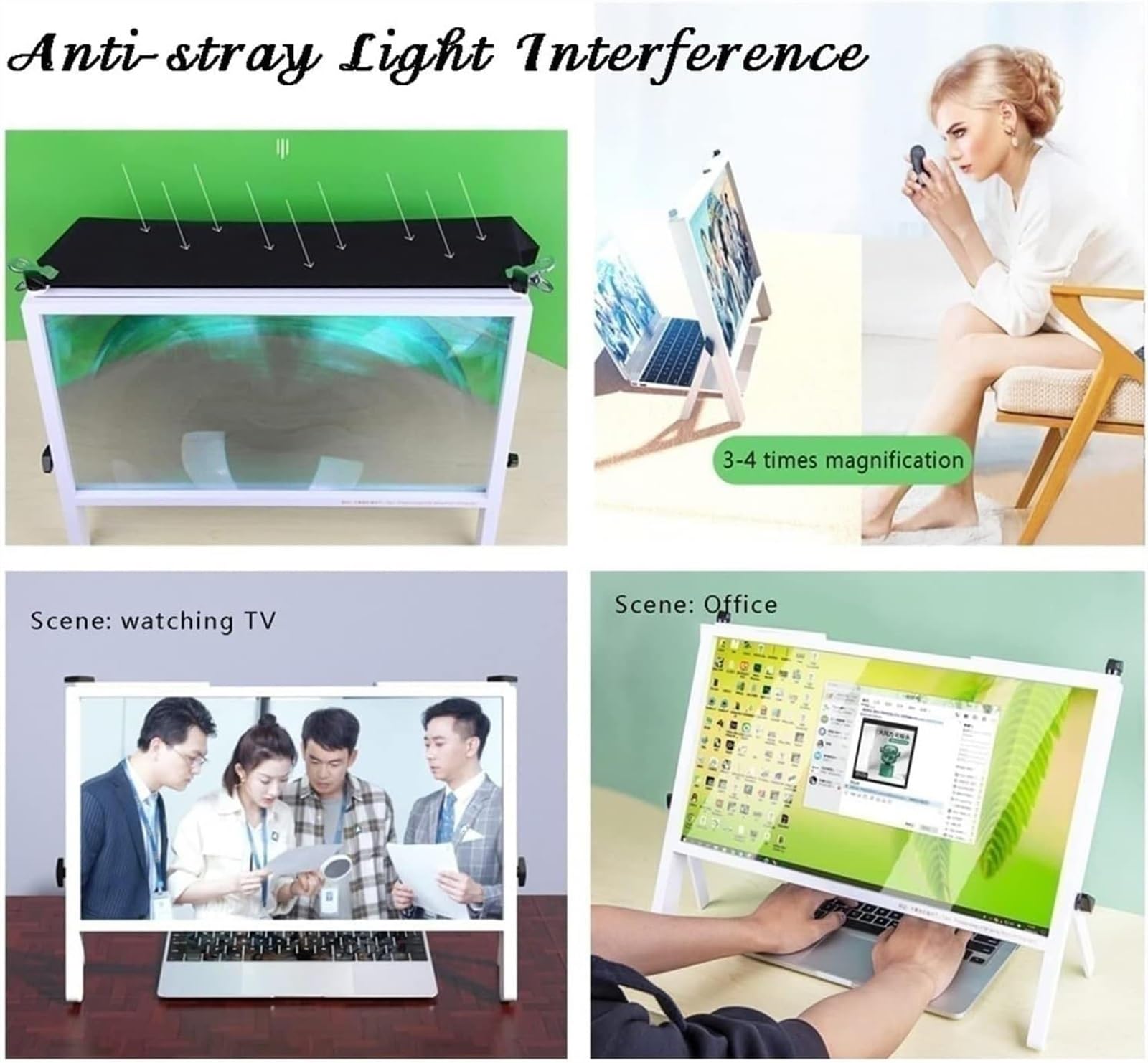 Okulary powiększające duża lupa do ekranu telefonu laptopa, 3D Hd Copmputer lupa do ekranu wzmacniacz projektor do gier