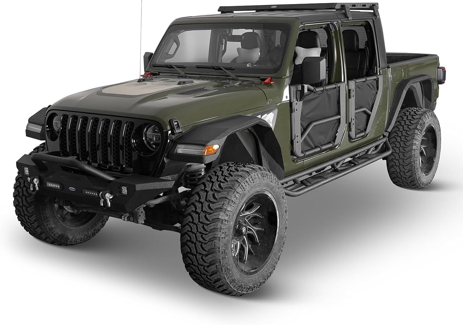 Hooke Road Gladiator Front Fender Flares for 2018-2026 Jeep Wrangler JL & Gladiator JT 2/4 Doors - 2PCS Front Fenders, Works Original Turn Signal Lights