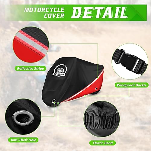Miniatura 2 de COVERVIN Funda para motocicleta, funda impermeable para motocicleta, tela 210D, duradera y a prueba de desgarros, funda para vehículo de 96 pulgadas