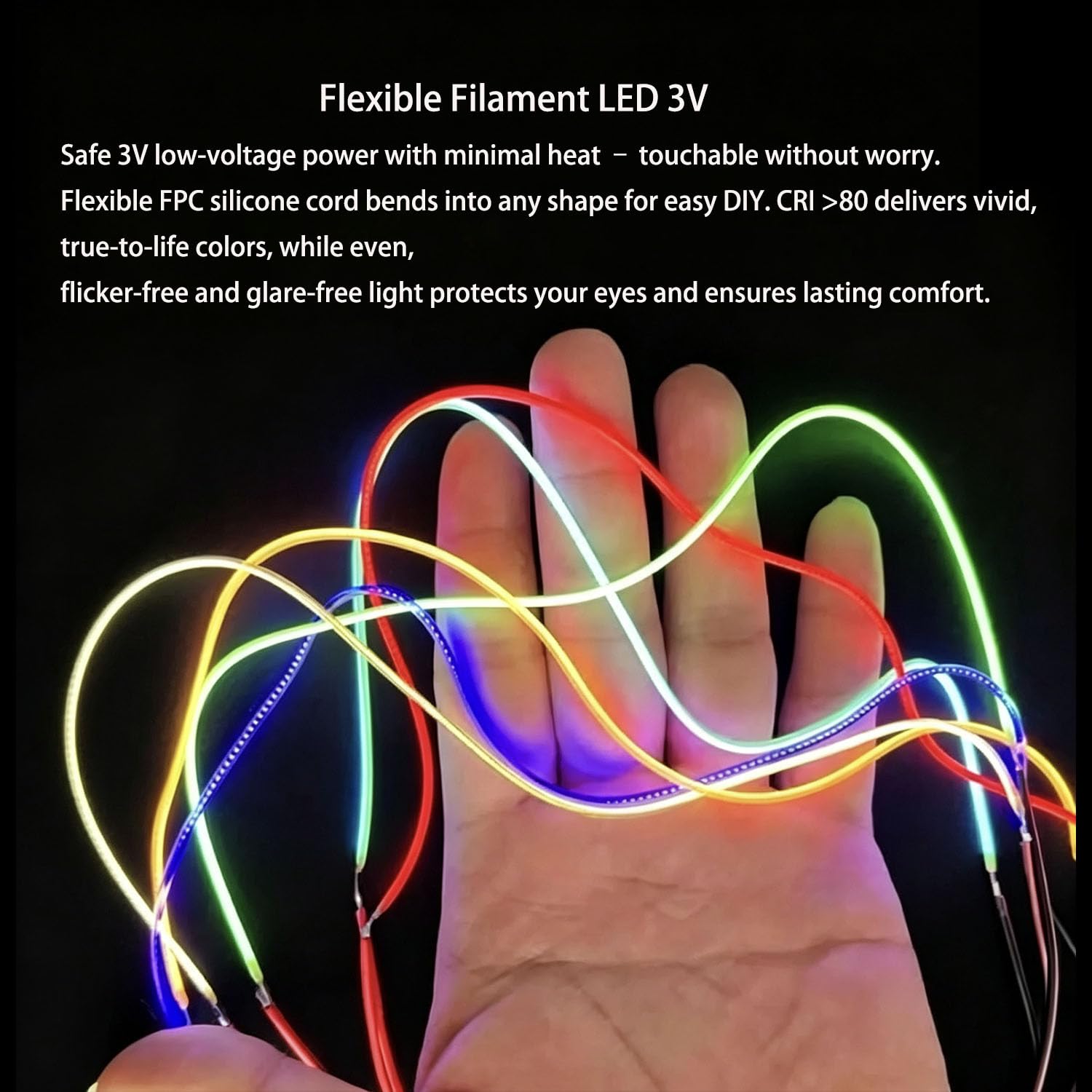 6PCS Flexible Led Filament 3V LED COB Flexibles Filament 80mm 60mm 300mm 130mm Lampe Teile LED Diode Beleuchtung Streifen Dekoration Grün 450mm