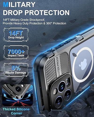 Miniatura 3 de WIFORT Funda impermeable para iPhone 13 Pro, cuerpo completo de metal 360 IP68 a prueba de agua protector de pantalla integrado 14 pies a prueba de