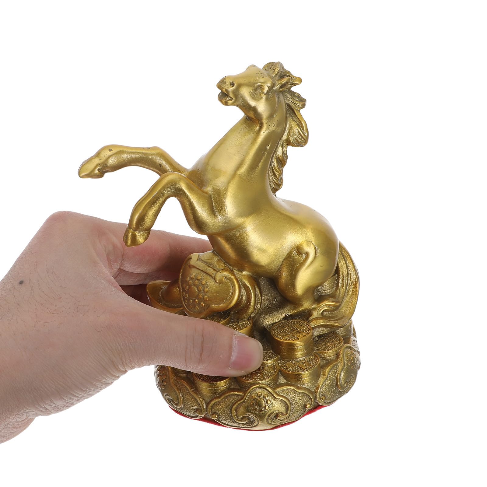 Healifty Messingpferd Stehende Figur, Chinesisches Tierkreiszeichen, Gold